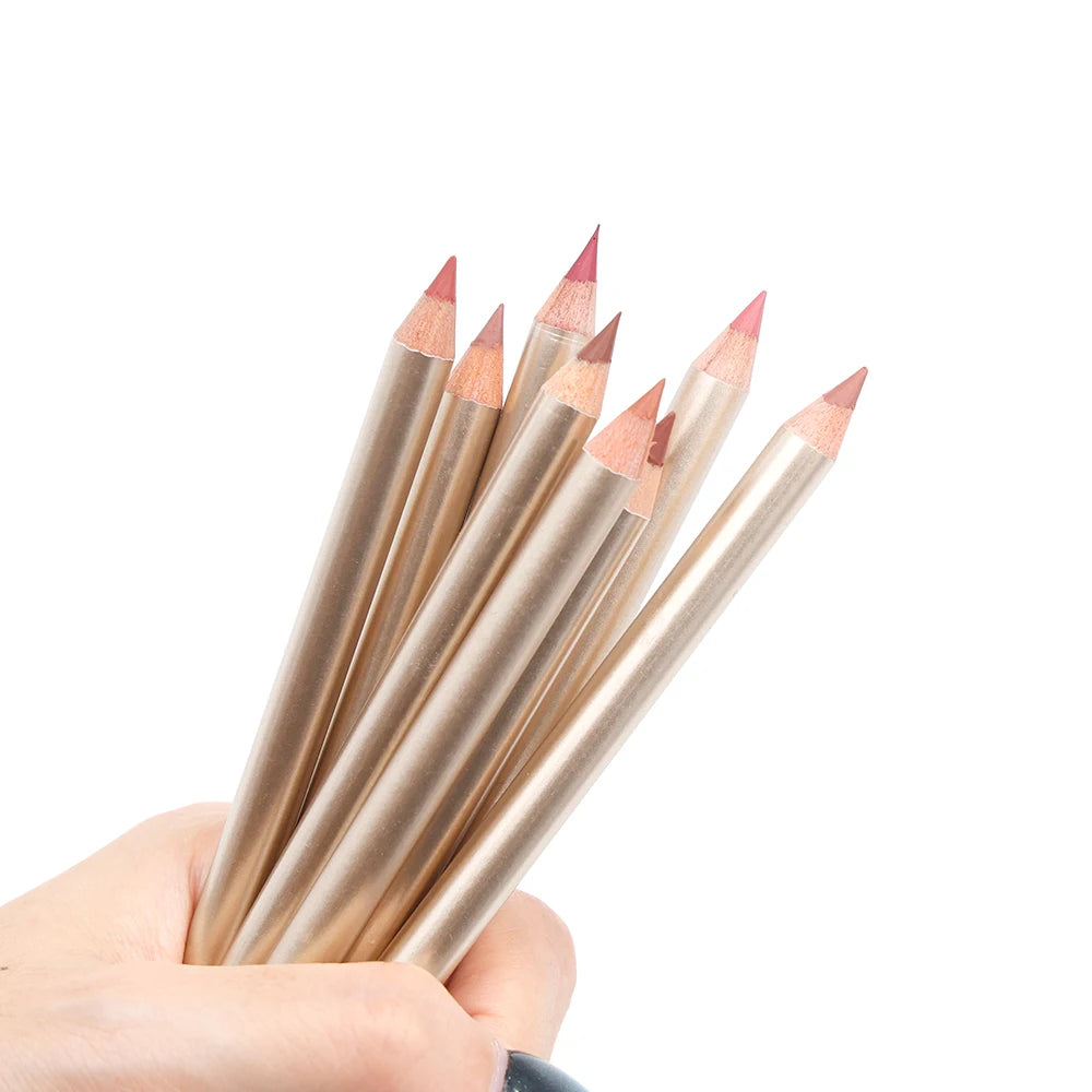 Wholesale Brown Matte Smooth Lip Liner Long Lasting Creamy Custom Logo Wooden Dark Brown Lip Liner Pencil