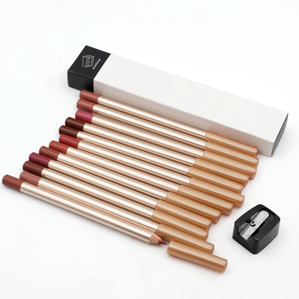 Wholesale Brown Matte Smooth Lip Liner Long Lasting Creamy Custom Logo Wooden Dark Brown Lip Liner Pencil