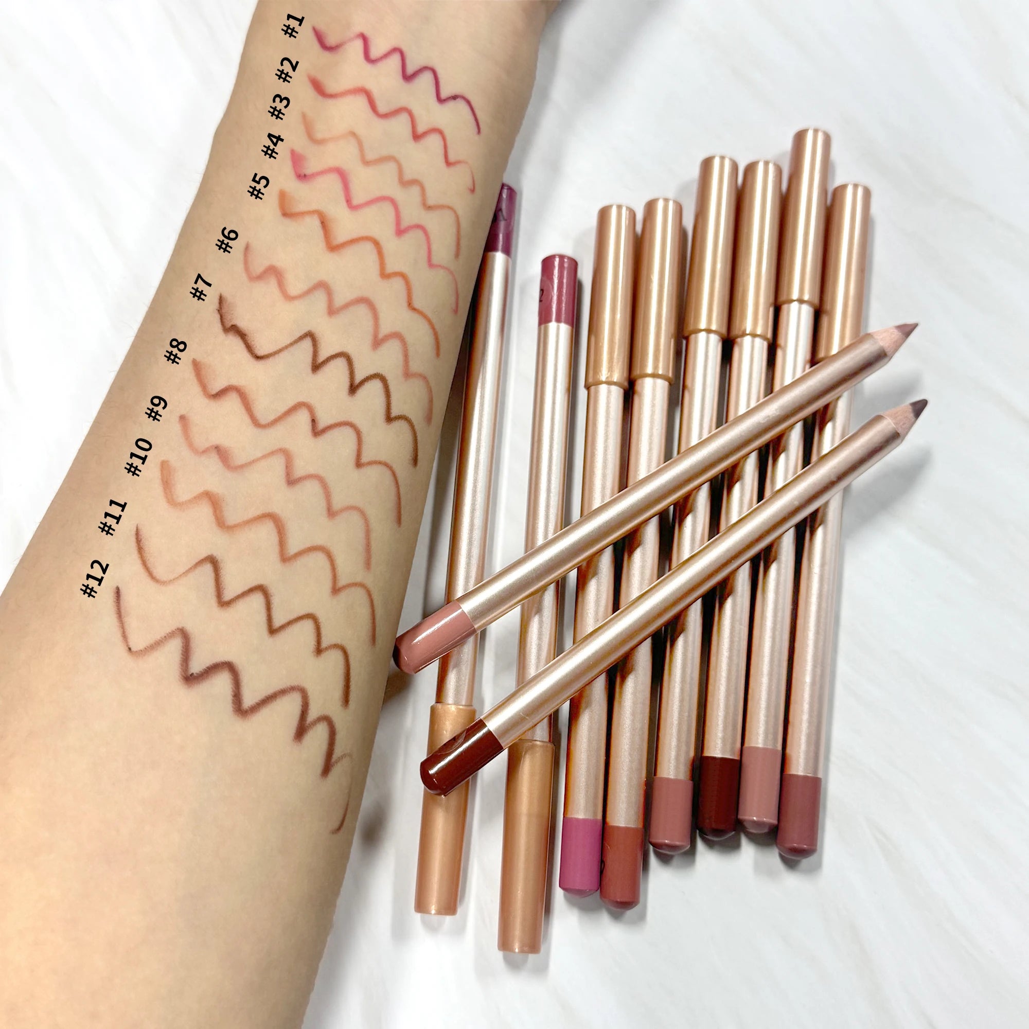 Wholesale Brown Matte Smooth Lip Liner Long Lasting Creamy Custom Logo Wooden Dark Brown Lip Liner Pencil