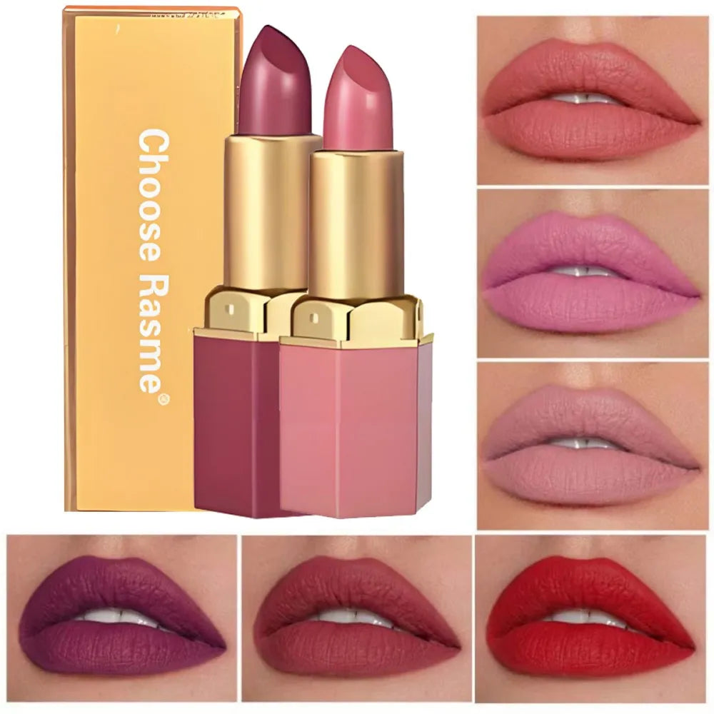 6-Color Matte Lipstick Set, Non-Fading, Non-Stick Cup Long-Lasting Velvet Finish, Smooth Matte Lip Color Waterproof Smudge-proof
