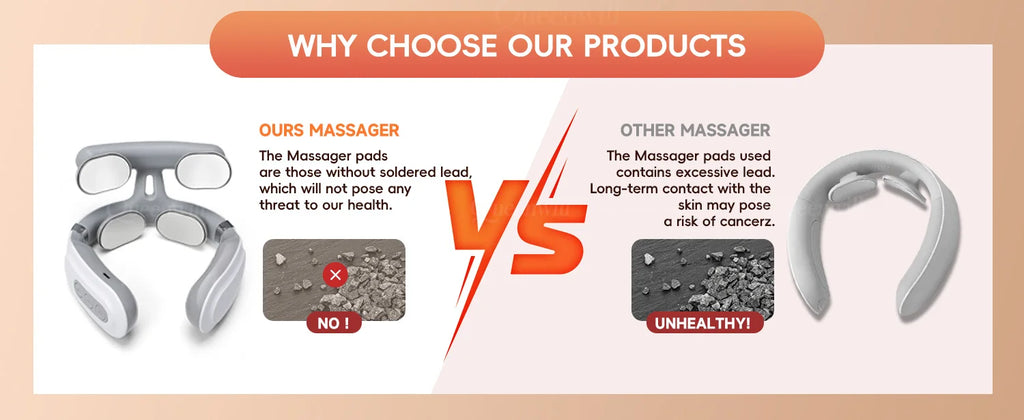 Smart Neck and Shoulder Massager-4 Massager pads,6 modes and 16 levels,Portable Cordless USB Charging Gift for Men & Women