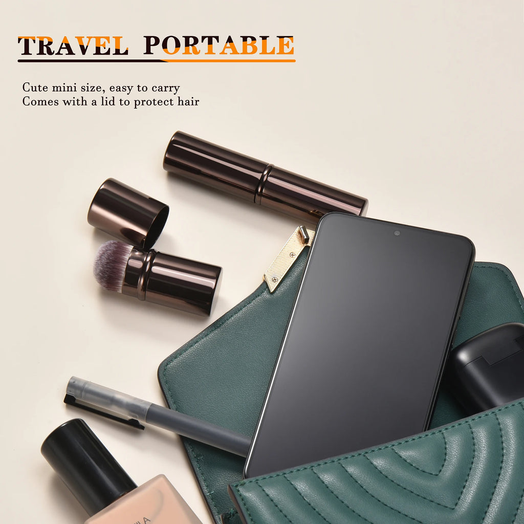 Single Metal Makeup Brush Portable Travel Loose Powder Blush Foundation Contouring Smudge Brush for On-the-Go Beauty Essentials