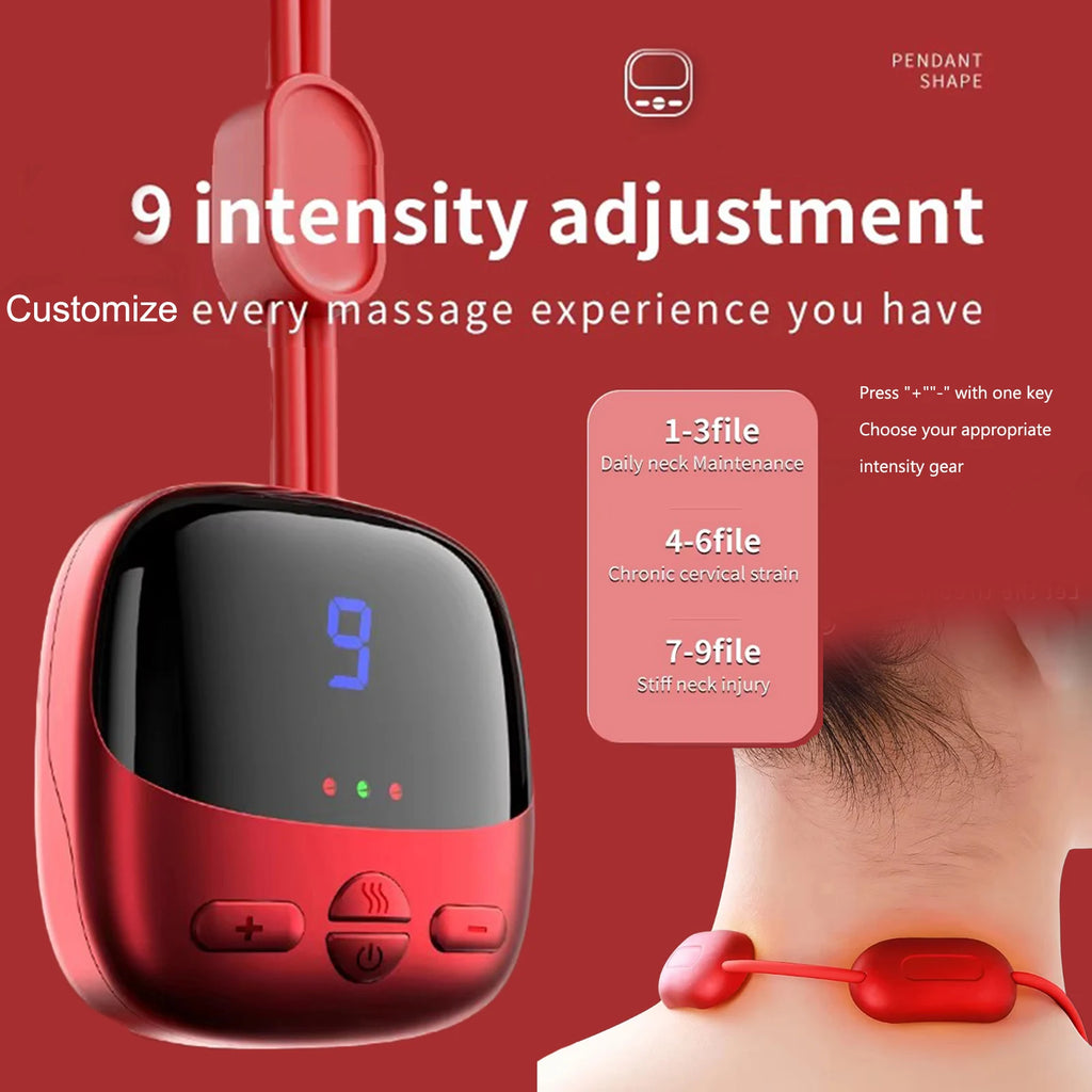 Smart TENS+EMS Electric Neck Massager with Micro-Current Portable Hot Compress for Cervical Spine Shoulder And Neck Pain Relief