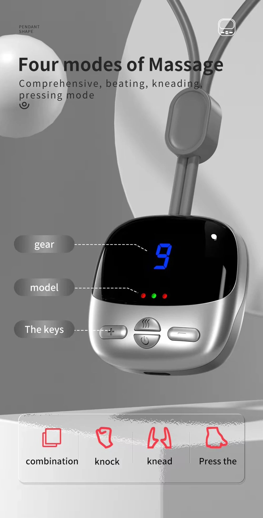 Smart TENS+EMS Electric Neck Massager with Micro-Current Portable Hot Compress for Cervical Spine Shoulder And Neck Pain Relief