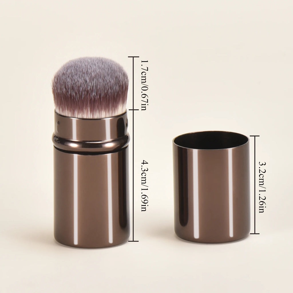 Single Metal Makeup Brush Portable Travel Loose Powder Blush Foundation Contouring Smudge Brush for On-the-Go Beauty Essentials
