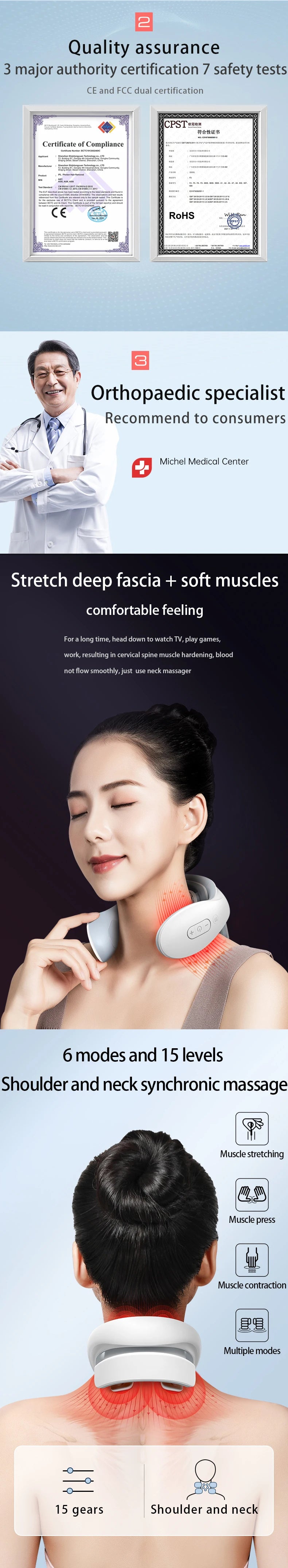 Smart Neck Massage Instrument Portable Shoulder Neck Massage Cervical Vertebra Health Care Vibrator Heating Relieve Pain Muscle