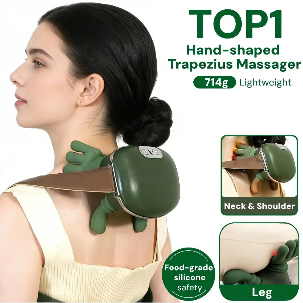 Neck Massager Finger Pressure Shiatsu Neck Back and Shoulder Massager Electric Kneading Neck Deep Massage Muscle Relax