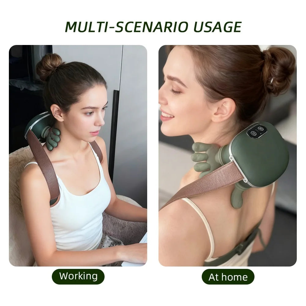 Neck Massager Finger Pressure Shiatsu Neck Back and Shoulder Massager Electric Kneading Neck Deep Massage Muscle Relax